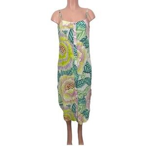 Mara‎ Hoffman Floral Cami Strap Midi Dress Size SMALL Button Up Front